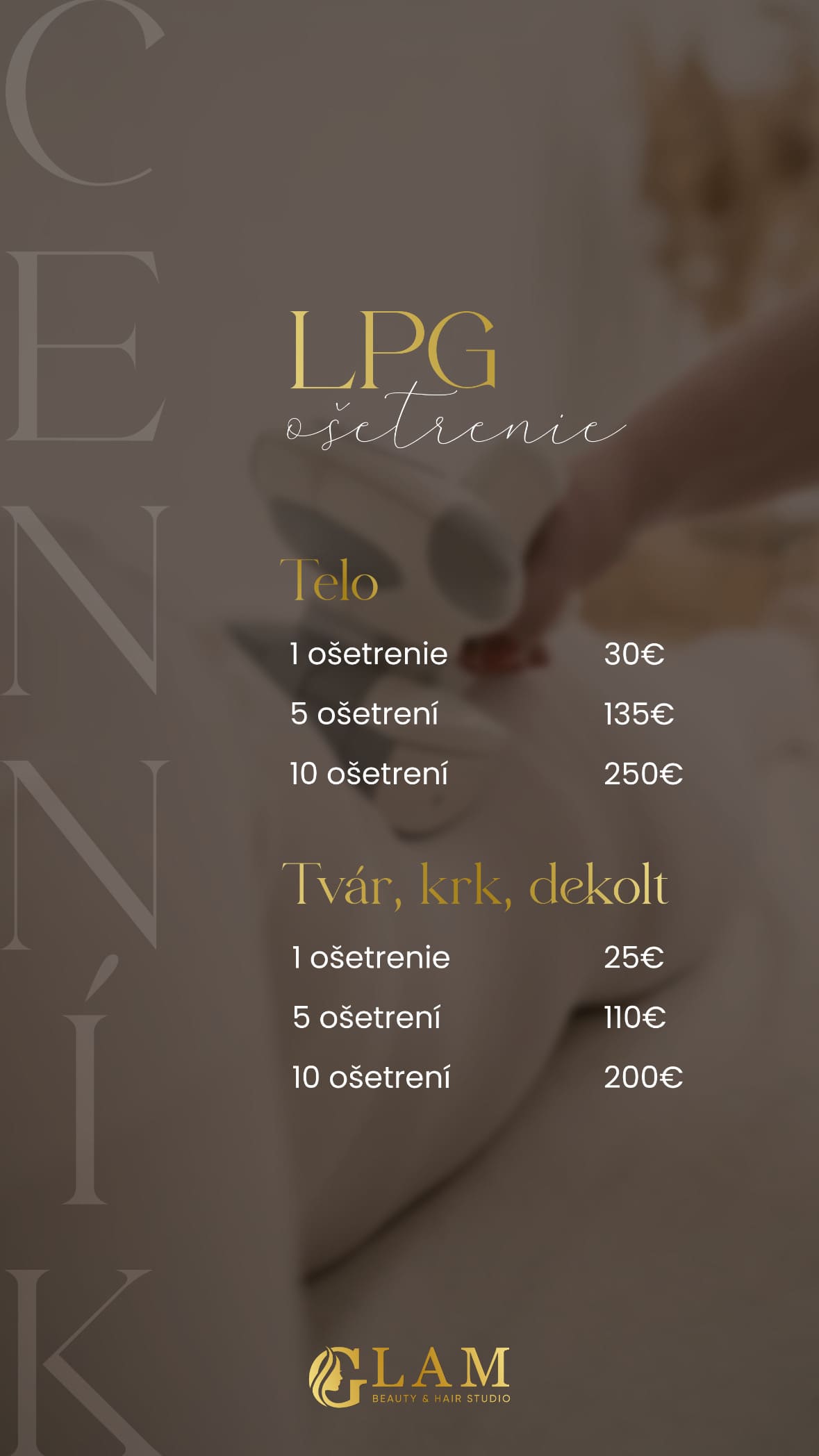 Cenník - LPG ošetrenie - GLAM